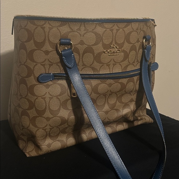 Coach Beige and Blue Signature Handbag - Picture 1 of 7